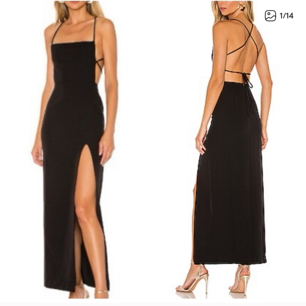 Revolve NBD Prosecco Gown Black Midi Dress XXS